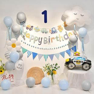 ins周岁生日布置场景装饰宝宝儿童2女套餐男1快乐背景墙一气球