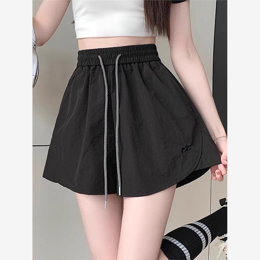 冰丝薄款速干阔腿短裤女夏季新款大码休闲瑜伽热裤工装运动裤子潮