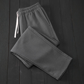 碳灰色洗水柔软亲肤毛圈直筒卫裤 双股双纱 纯色宽松耐磨休闲裤