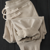 500g冬季 手抓绒螺纹收口卫裤 花灰色中高腰特宽保暖蓄热磨毛加绒