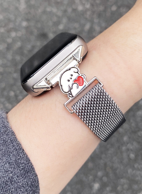 适用苹果手表iwatchs109通用表带磁吸米兰尼斯小狗金属高级感表带