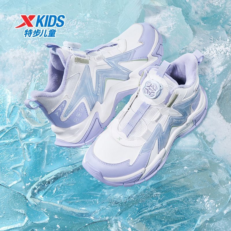 特步女童2025冬季保暖运动鞋