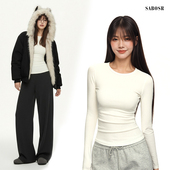 女t恤2026新款 白色内搭修身 圆领正肩长袖 紧身打底衣绒上衣纯棉