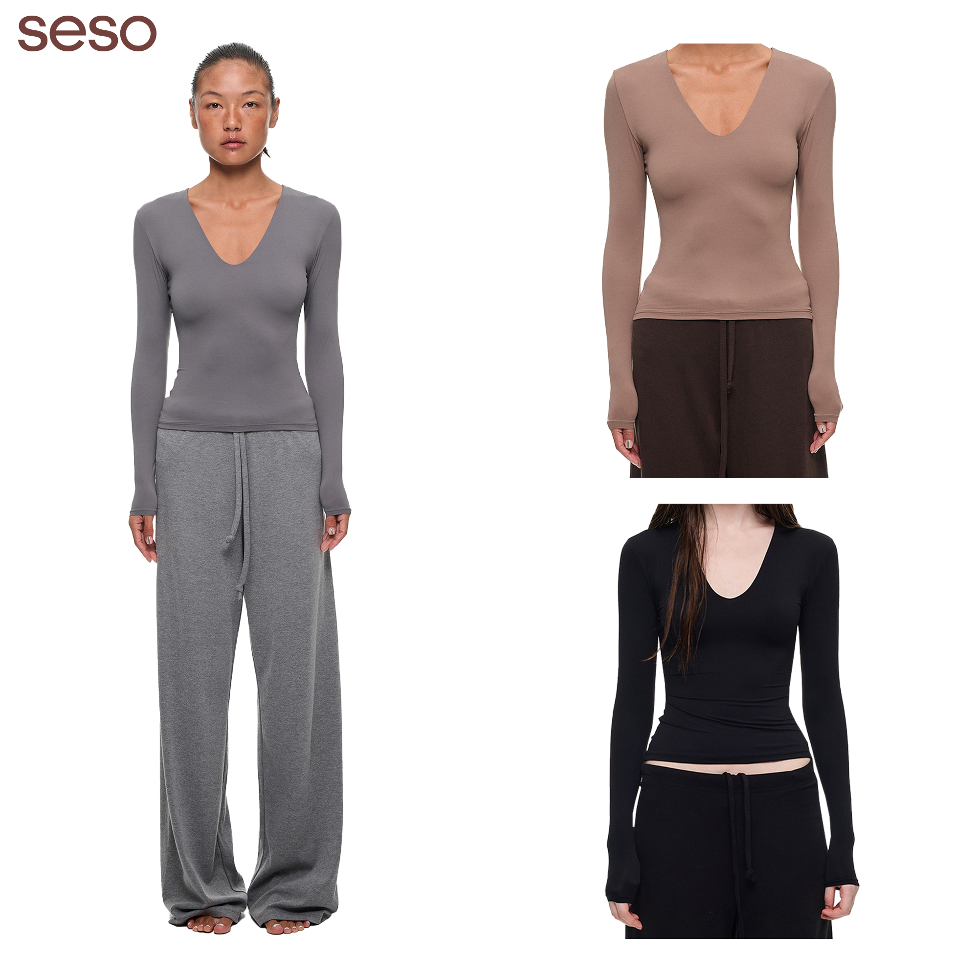 sesoV领修身瑜伽上衣弹力修身