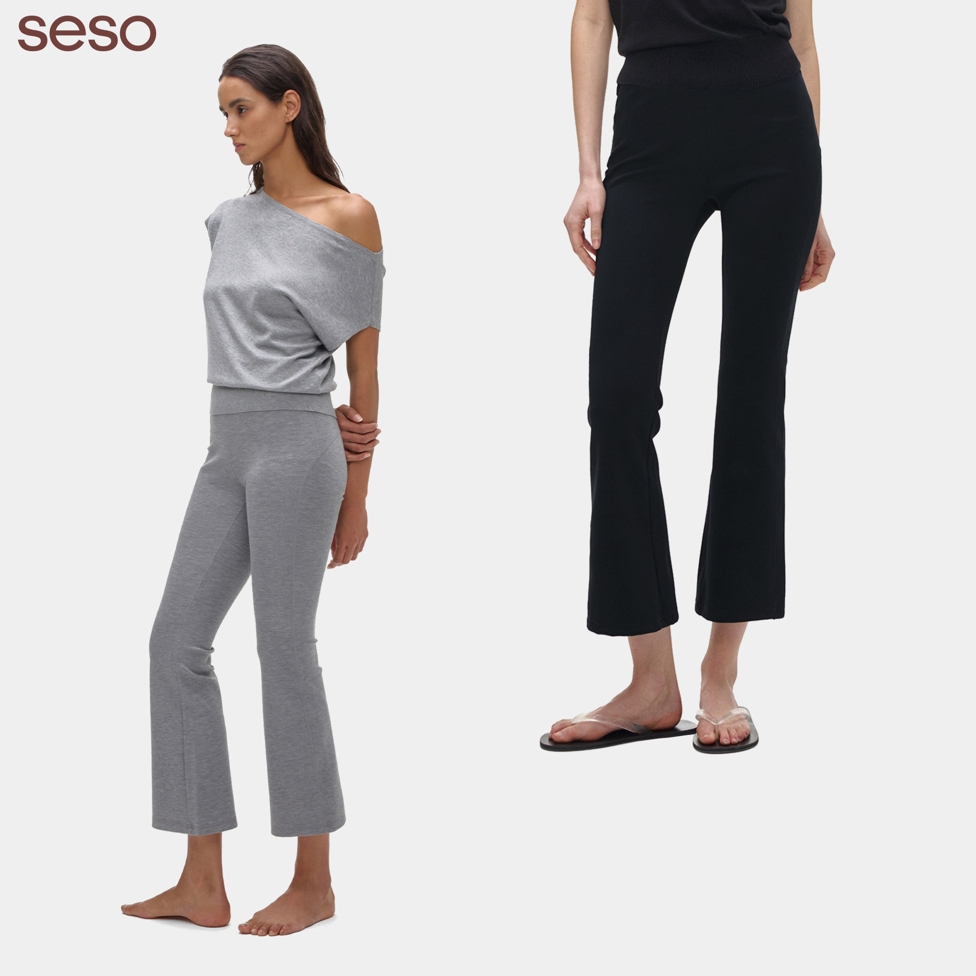 seso｜S02 空气层微喇8分裤 微宽松贴合 微喇裤修饰小腿挺括有型