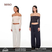 都市一字肩针织衫 修身 长袖 seso 上衣 显瘦尽显优雅