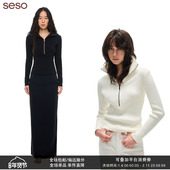 seso 百搭基础款 防风保暖拉链立领毛衣 经典