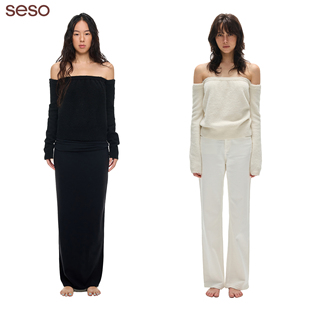 seso丨毛织一字肩针织上衣 柔软贴肤 气质穿搭