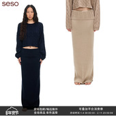 seso 翻腰头麻花毛织半裙 羊毛混纺智性松弛感