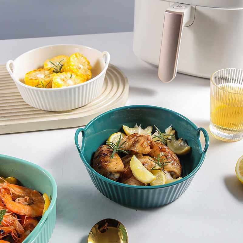 7YX 耐高温空气炸锅专用碗方形烤盘烤箱微波炉蒸烤菜盘陶瓷双,餐饮具,碗,淘宝优惠券,粉丝福利购,淘宝优惠卷