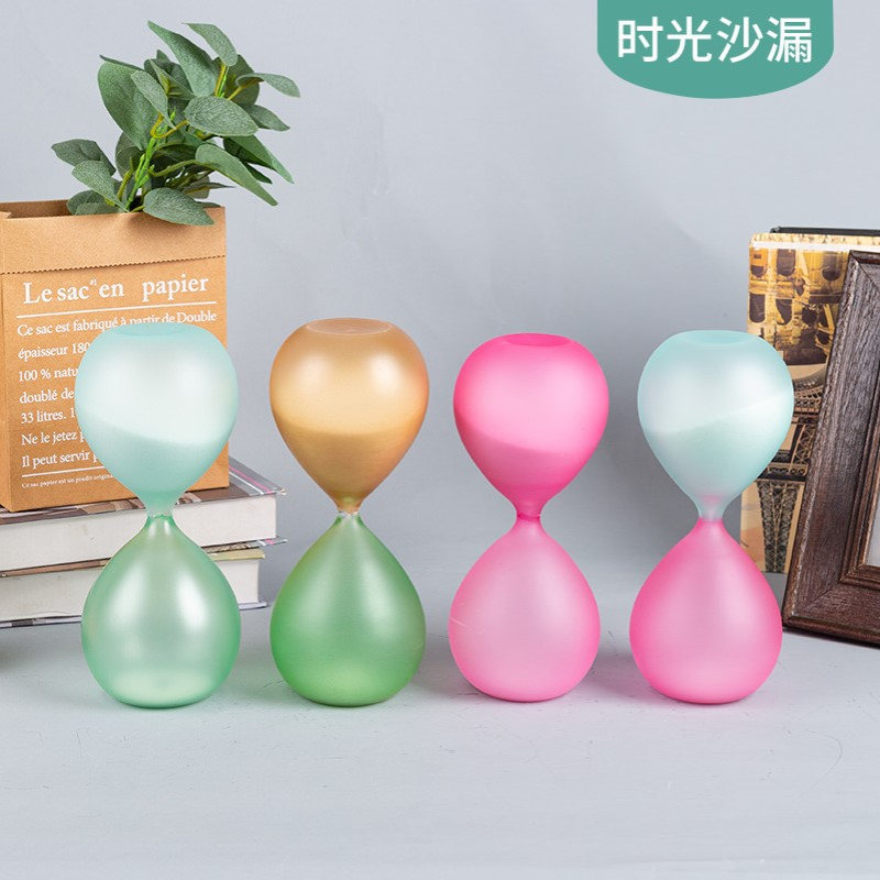 创意彩色简约塑料沙漏计时器喷朦沙彩色沙漏办公桌面摆件家居装饰