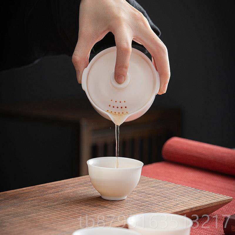 新款三舍 白瓷便携式快客杯玉一壶杯旅行茶具套装户外羊唐脂瓷泡