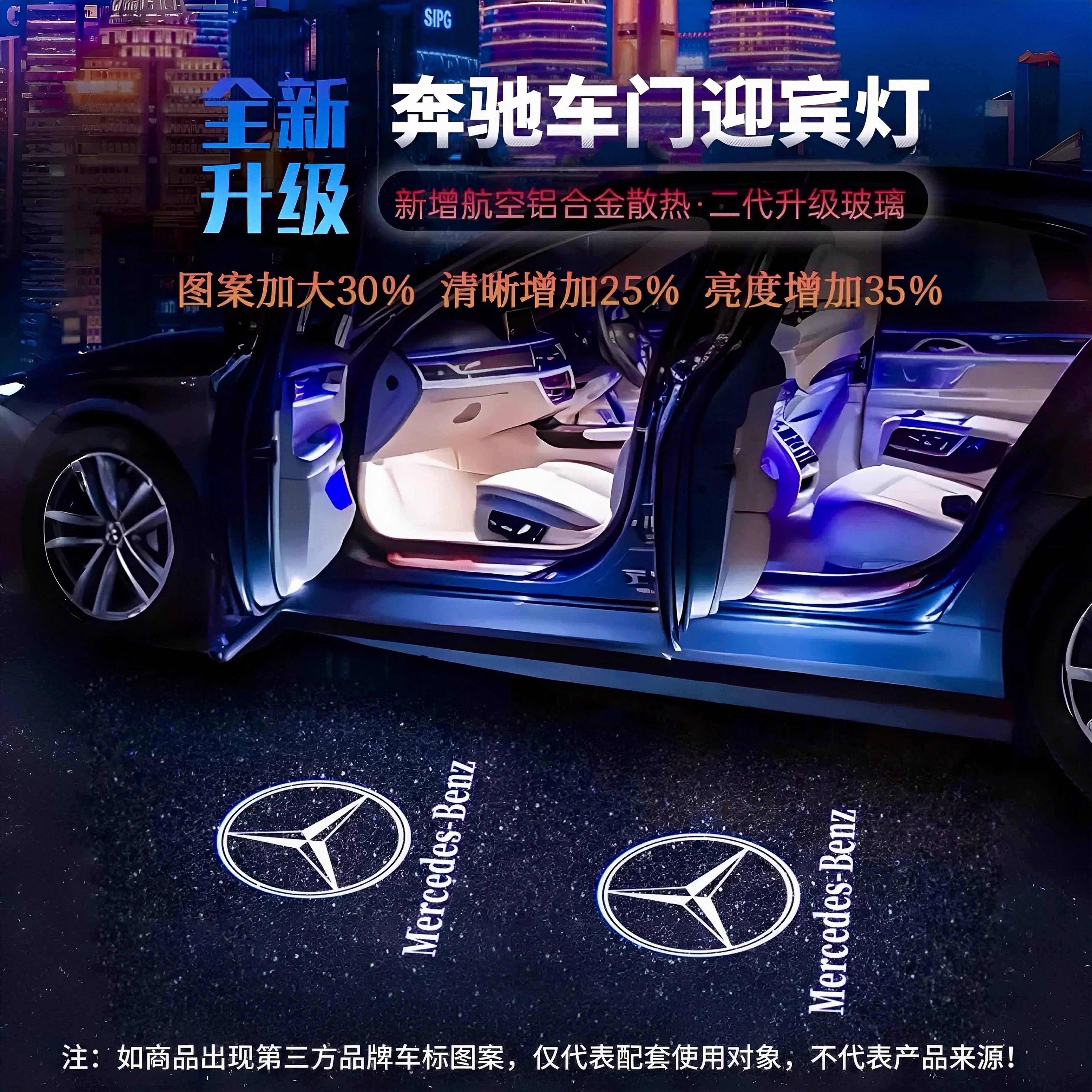 适用奔驰车门迎宾灯E级E300L E260C级C200L GLC260 GLB车门投影灯