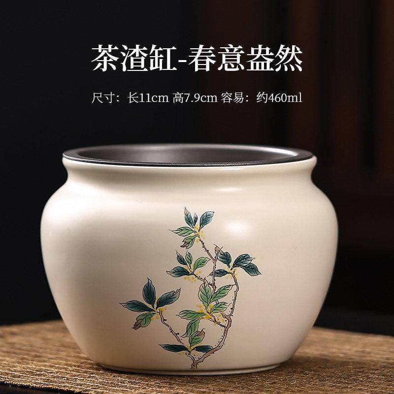 草木灰纯手绘桂花圆口建水高端陶瓷茶洗茶渣缸水盂废水桶茶具配件,餐饮具,茶道/零配,淘宝优惠券,粉丝福利购,淘宝优惠卷