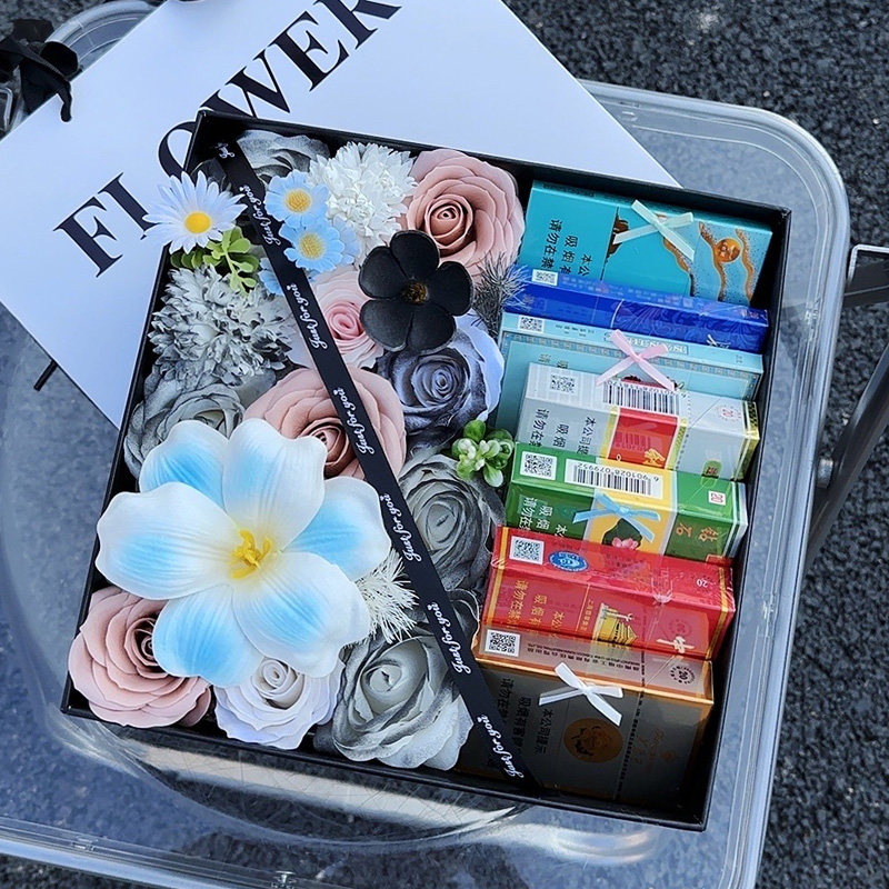 烟花礼盒永生花礼盒皂花插好成品发货生日礼物烟礼盒送男友礼物