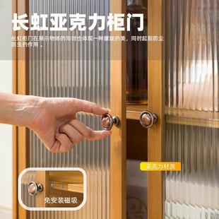 网红简易书架落地书柜学生书架家用客厅收纳架一体带门多层置物架