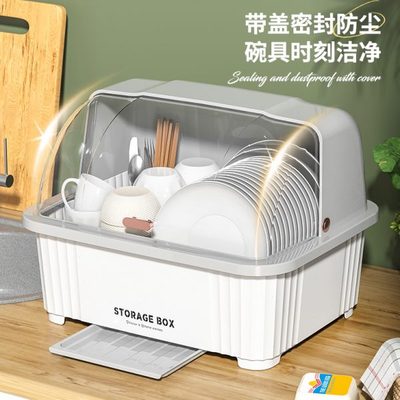 碗筷收纳盒碗柜带盖装餐具碗盘箱放碗家用置物厨房加厚沥水碗碟架