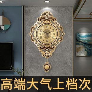 挂钟客厅2024新款 饰挂表 纯铜欧式 轻奢家用高档创意时钟餐厅玄关装