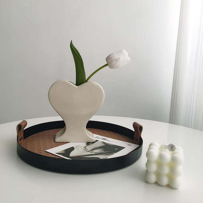 ins轻奢格纹皮革铁艺圆形香薰托盘高级感家居收纳装饰摆饰,家居饰品,香薰托盘,淘宝优惠券,粉丝福利购,淘宝优惠卷