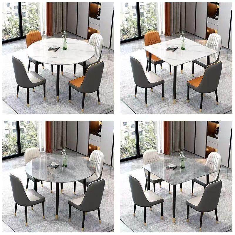 意式轻奢岩板餐桌正方形圆形餐桌简约家用租房接待洽谈餐桌椅组合,住宅家具,岩板餐桌,淘宝优惠券,粉丝福利购,淘宝优惠卷