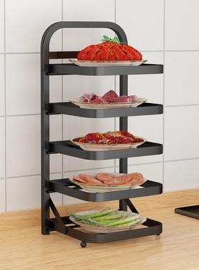 厨房多功能配菜盘多层收纳盘子家用火锅备菜托盘菜盘神器置物架
