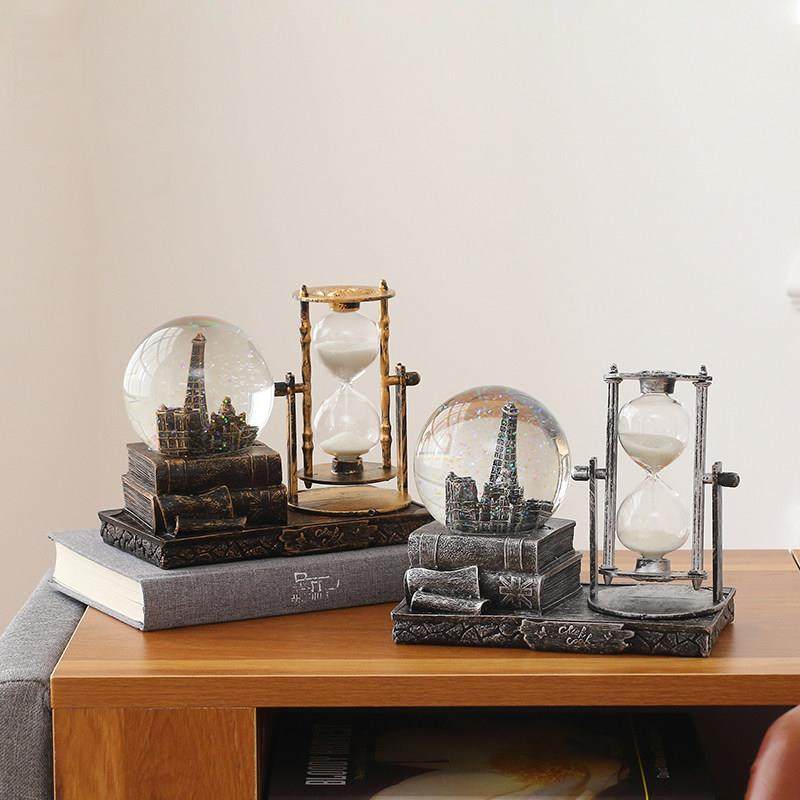 复古水晶球沙漏计时器办公室桌面房间装饰品个性酒柜客厅创意摆件,家居饰品,装饰摆件,淘宝优惠券,粉丝福利购,淘宝优惠卷
