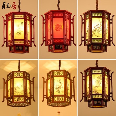 优选中式实木吊灯古典餐厅会所茶楼仿古建筑宫灯景区走廊过道阳台