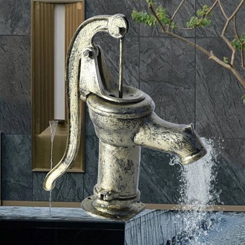 家用摇水泵井头吸水器抽水泵幼儿园压水井手动铸铁手动老式原始井