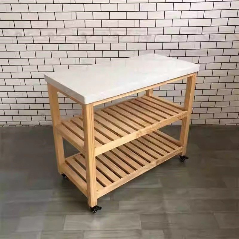 优选厨房中岛柜单独开放式实木小吧台家用备餐料理操作桌可移动餐