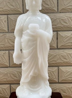 优选玉石阿弥陀佛摆件坐莲花释迦牟尼佛大号家用佛堂手捧莲花如来