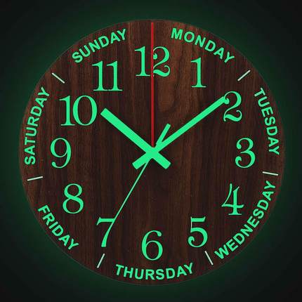 优选Hot Luminous Wall Clock 12 Inch Wooden Silent Non-Tickin