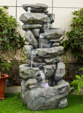 优选欧式仿石假山流水生财喷泉摆件户外阳台花园庭院循环水池落地
