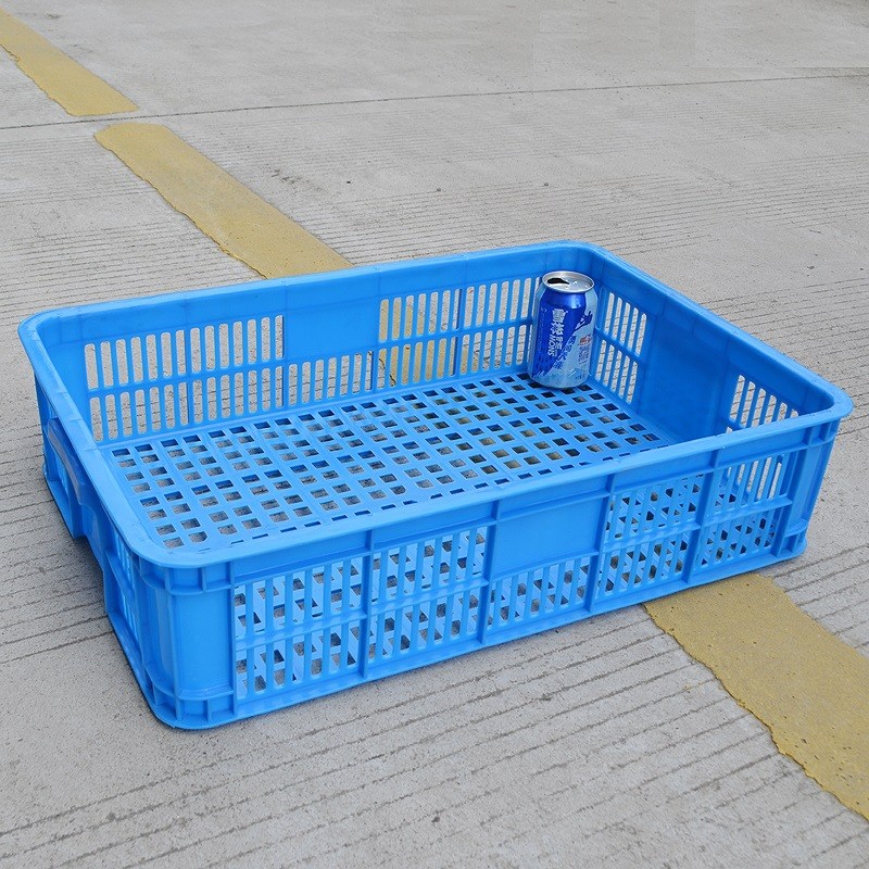 575-140塑料筐浅框 超市蔬菜塑料框蓝色塑胶周转框 矮塑料框熟料
