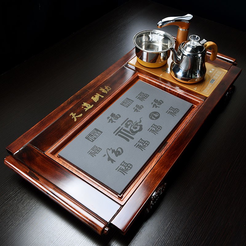 全自动实木茶盘茶海四合一喝茶台茶道茶具套装家用整套简约电热炉
