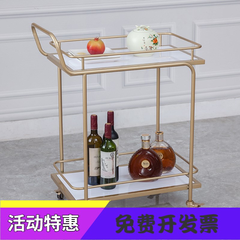 欧式金色酒店酒水车小推车餐厅移动手推送餐车创意蛋糕茶水车家用