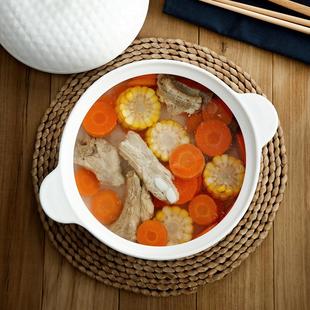 汤盆白盛汤汤碗厂家 陶瓷汤碗带盖家用大号双耳微波炉碗日式