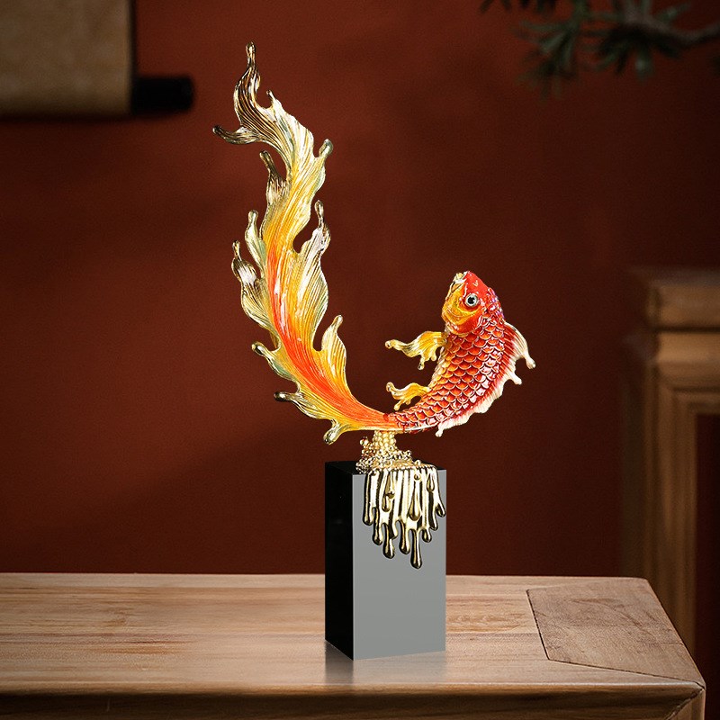 珐琅彩年年有余如鱼得水鱼摆件金鱼家居饰品客厅酒柜玄关饰品