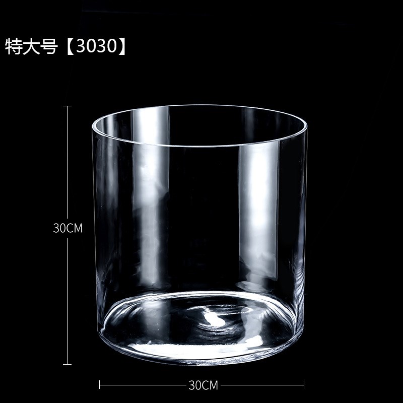 创意加厚直筒玻璃鱼缸圆柱形大号客厅落地花瓶水培透明玻璃摆件