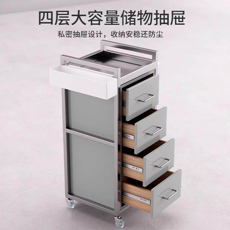 不锈钢理发店工具柜美发店工具台剪发柜子发廊专用推车烫染工具车