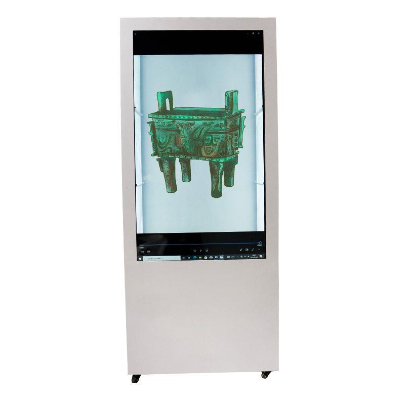 触摸一体机透明液晶 65寸3D多媒体触摸透明展示柜 银行商场广告机