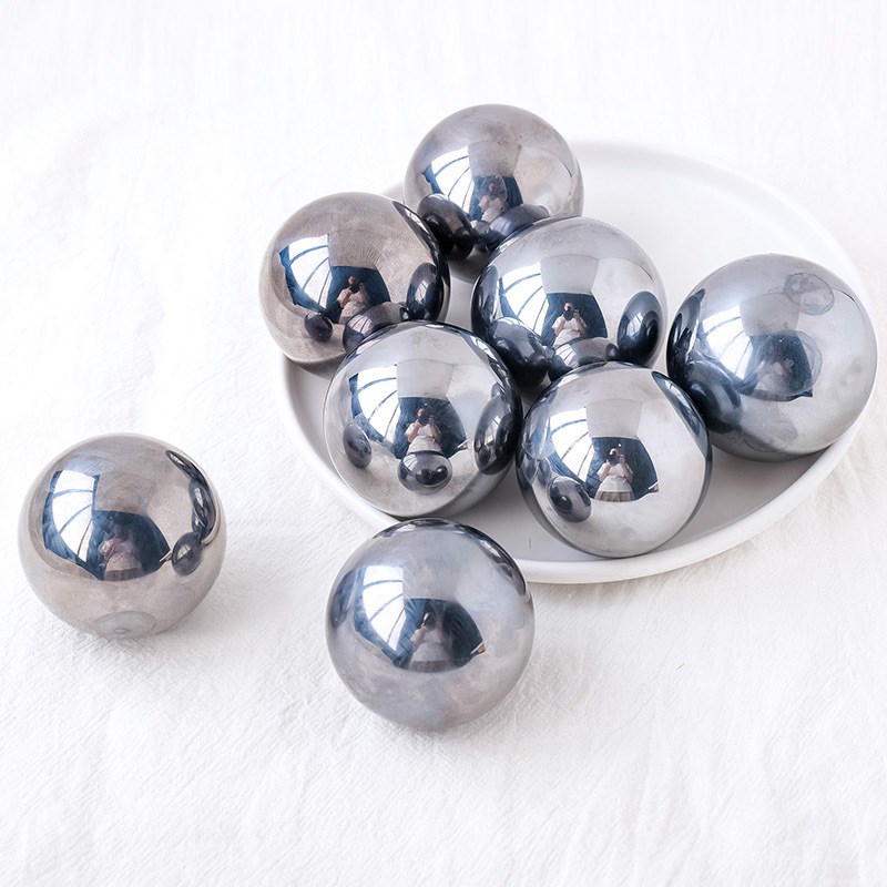 Terahertz太赫兹能量石圆球手把件黑胆石能量把玩健身水晶球