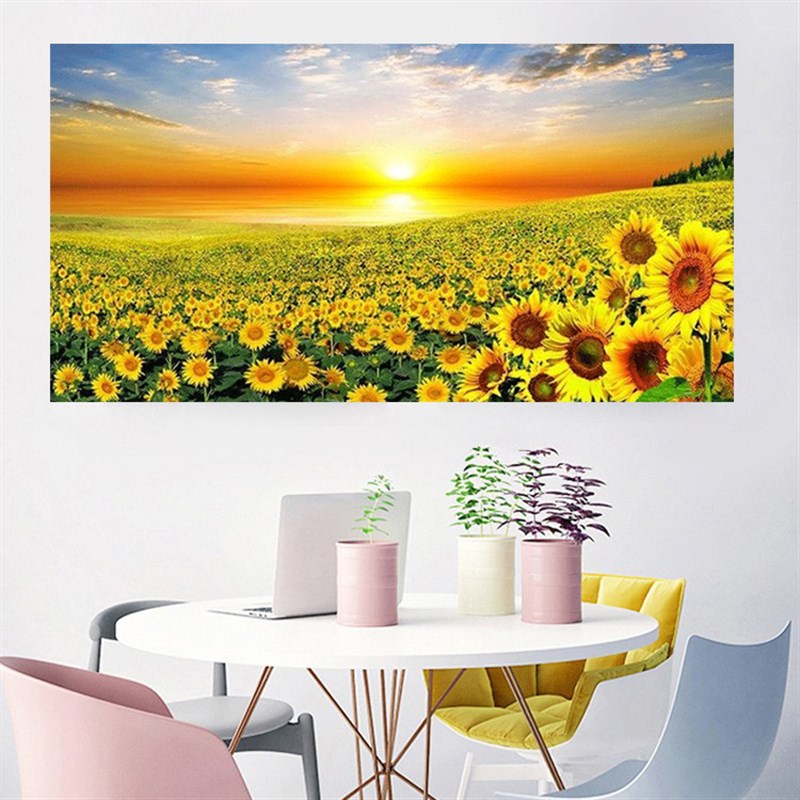 向日葵钻石画满钻贴钻十字绣新款简约清新客厅植物花卉钻石绣餐厅