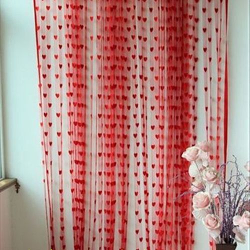 优选韩式成品线帘加密婚庆浪漫爱心3米*2.8米隔断帘门帘装饰窗帘