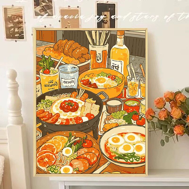 优选美食宫崎骏数字油画diy填充填色手工绘日韩餐厅丙烯油彩画装,家居饰品,DIY/数字油画,淘宝优惠券,粉丝福利购,淘宝优惠卷