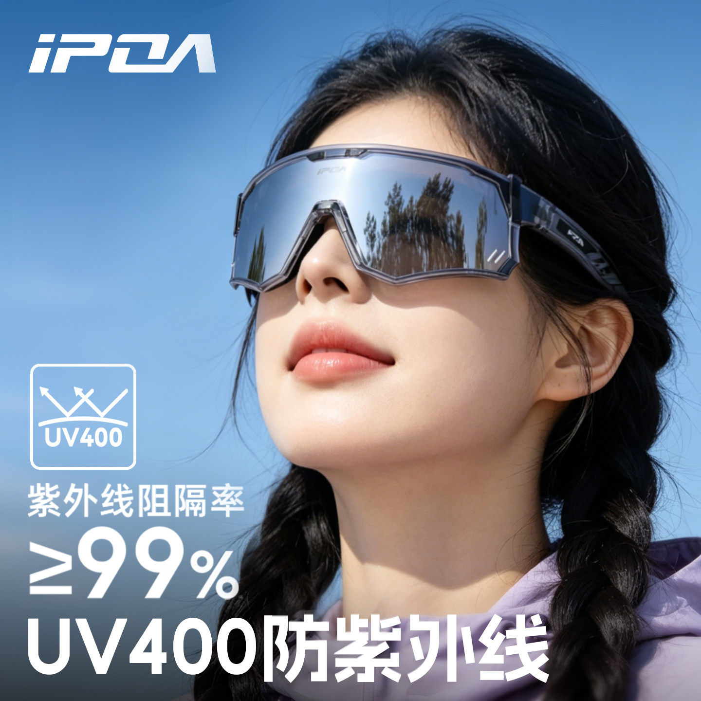 IPOA骑行变色眼镜框防风紫外线运动登山男户外日夜两用跑步风镜女