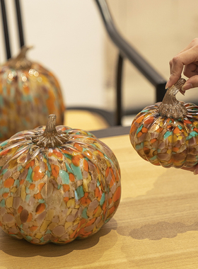 优选柏梵轻奢创意桌面琉璃摆件高级感客厅酒柜玄关小南瓜摆件家居