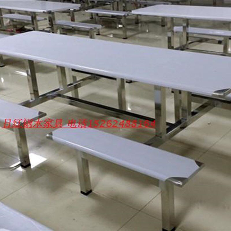 优选食堂餐桌椅不锈钢餐桌椅学校学生员工餐桌椅连体快餐桌椅饭堂
