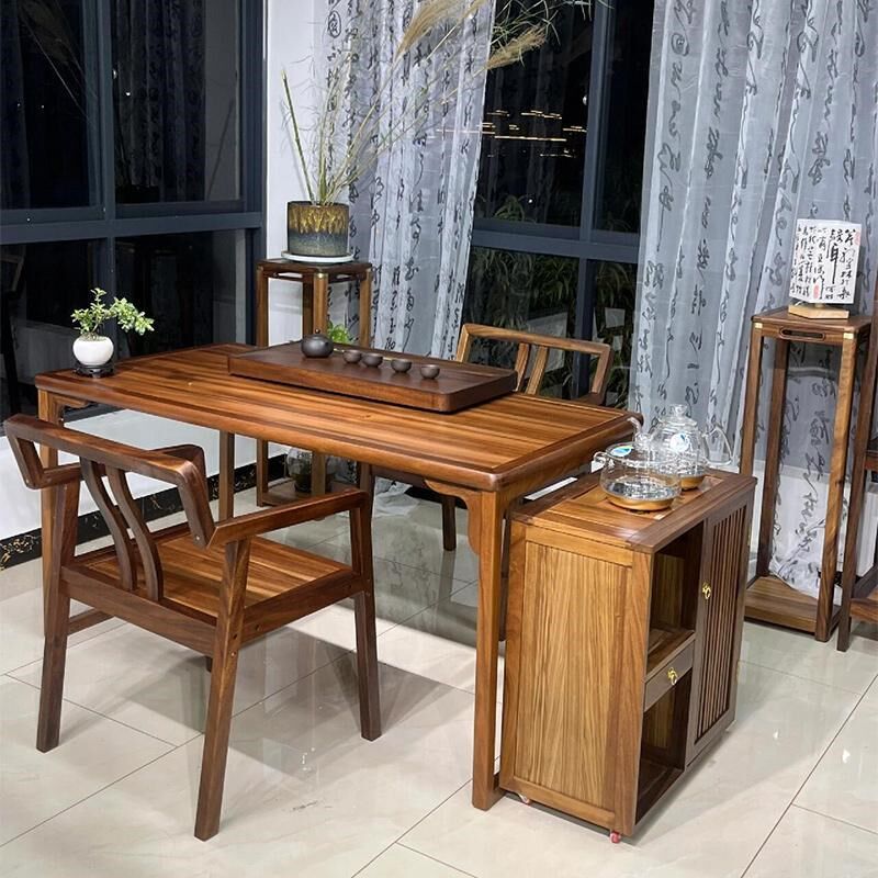 优选新中式实木阳台茶桌2024新款高端小型家用茶台北美黑胡桃木泡