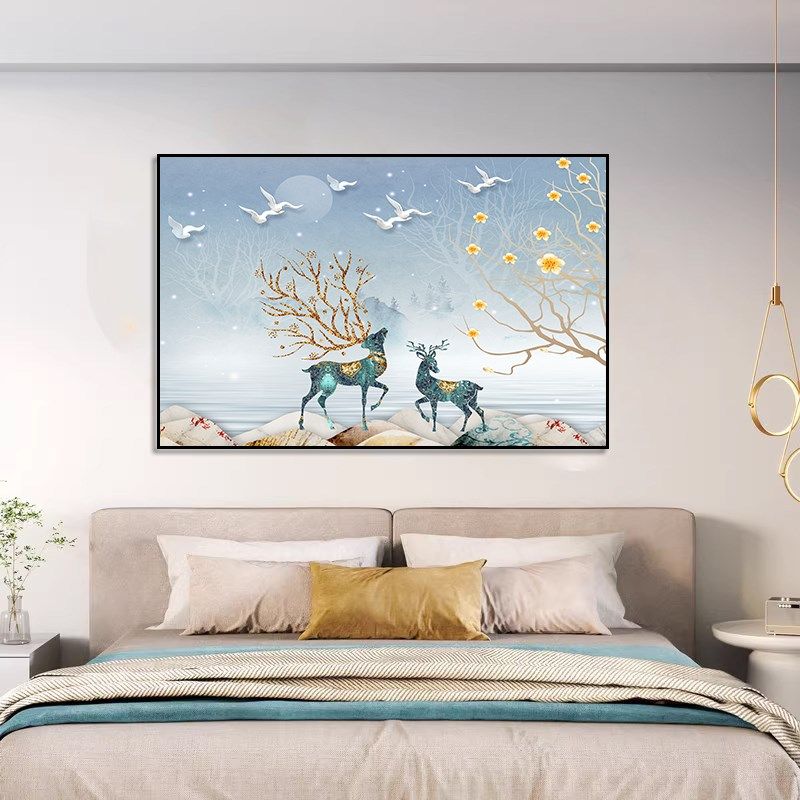 优选主卧床头背景墙装饰画卧室挂画温馨酒店宾馆房间现代简约轻奢,家居饰品,现代装饰画,淘宝优惠券,粉丝福利购,淘宝优惠卷