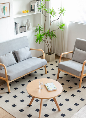 优选原木风客厅实木单人沙发椅阳台扶手休闲椅家用看书单椅单个一